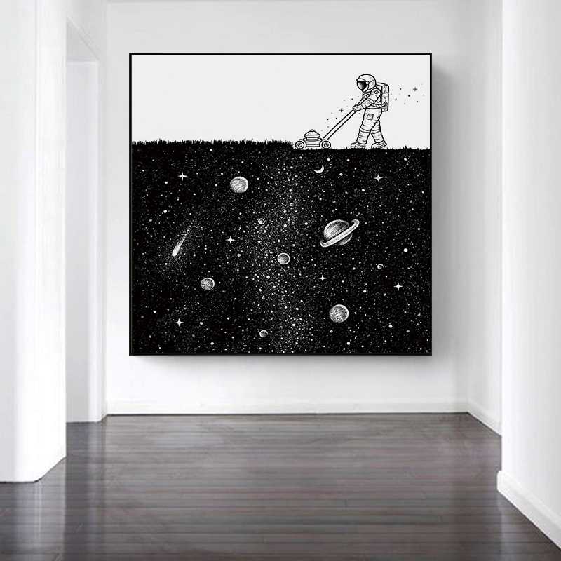 新款直销遨游太空儿童房装饰画男孩卧室床头墙画挂画宇航员工业风图片