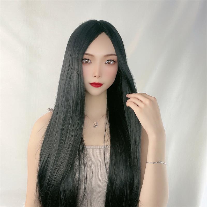 新款直销长直发假发头套女士中分刘海 浅棕色 60cm 1顶