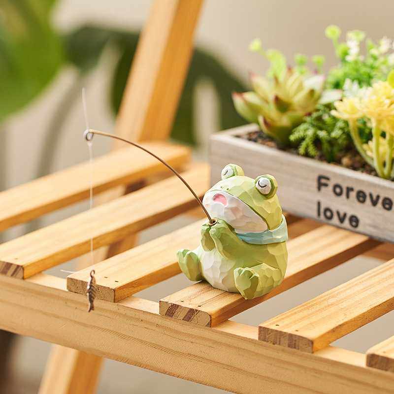 新款直销眯眼动物钓鱼摆件办公桌氛围布置电脑显示器装饰品上岸好,家居饰品,桌面摆件,淘宝优惠券,粉丝福利购,淘宝优惠卷