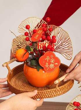 新款直销蛇年新年柿子福桶DIY材料春节过年家居客厅柿柿如意喜庆
