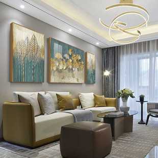 新款直销客厅装饰画轻奢现代沙发背景墙挂画镶钻晶瓷画大气三联画