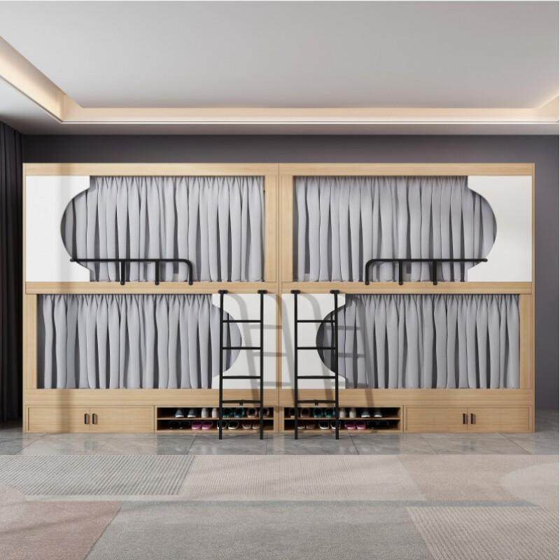 新款直销太空舱双层床学生宿舍钢木床青年旅社员工多功能上下铺双