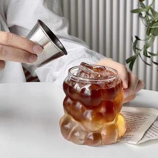直销高硼硅玻璃葡萄杯带把水杯个性 新款 ins拿铁咖啡杯子高颜值浮