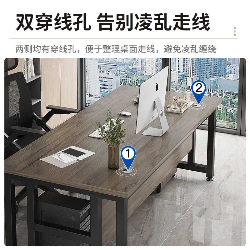 新款直销办公桌现代简约老板桌椅组合商用职工办公室工作台带柜带