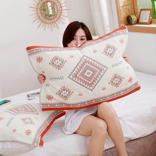 新款直销新款棉四层纱布枕巾柔软透气四季家用成人枕头盖巾情侣枕