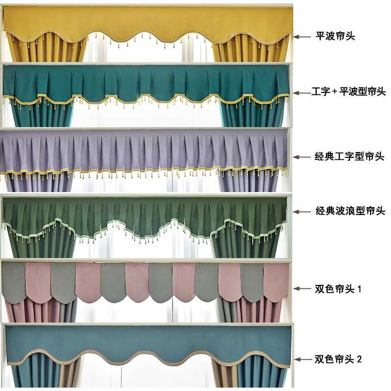 新款直销?全遮光加厚成品窗帘头阳台客厅卧室飘窗自粘帘头幔头8