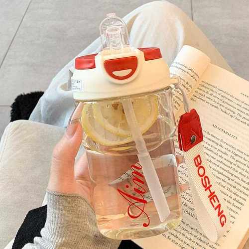 新款直销简约学生水杯女生高颜值吸管杯夏季便携塑料随手双饮咖啡