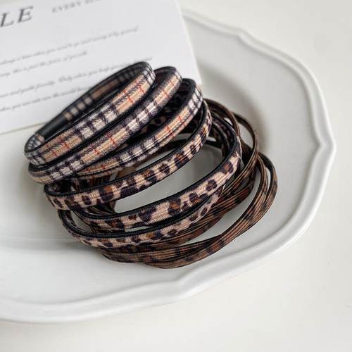 新款直销韩版豹纹格子扁橡皮筋发圈女扎头头绳秋冬新款扎马尾简约