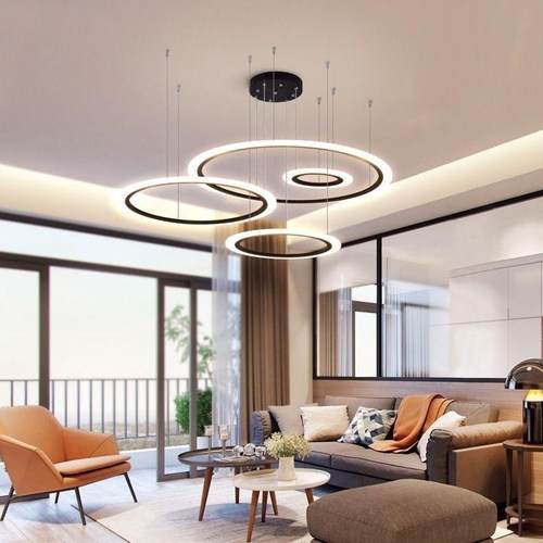 新款直销后现代大厅吊灯北欧简约艺术创意个性led圆环餐吊客厅灯