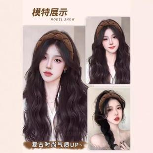 新款直销假发帽子发箍假发一体替换魔术贴超自然假头发卷发大波浪