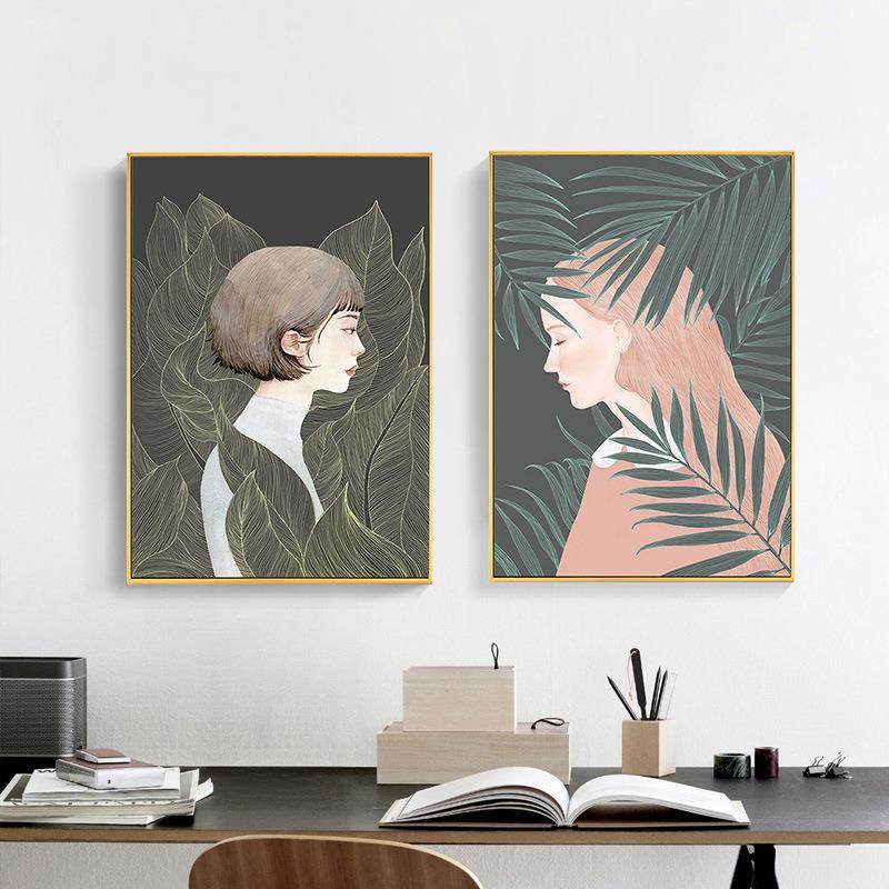 新款直销 现代简约装饰画客厅玄关走廊过道大尺寸竖版画人物美女