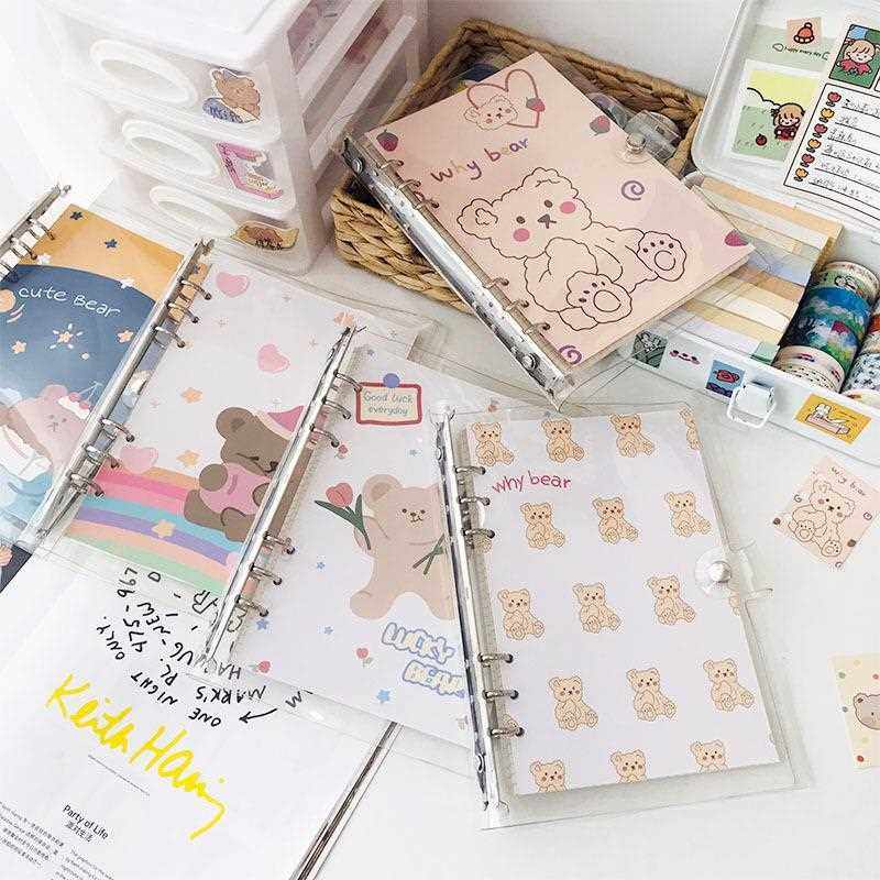 新款直销INS日系风透明手帐本 少女心日记手账本随手记A5活页纸45