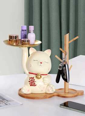 新款直销猫摆件葫芦树杈家居钥匙摆设玄关猫托盘摆件钥匙收纳