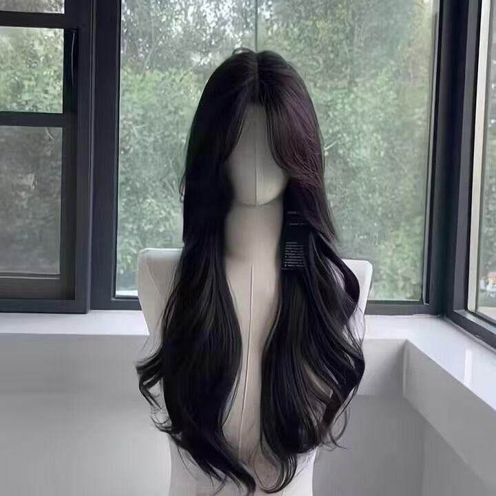 新款直销黑茶色气质假发女长发自然全头套蓬松女士中分大波浪卷发