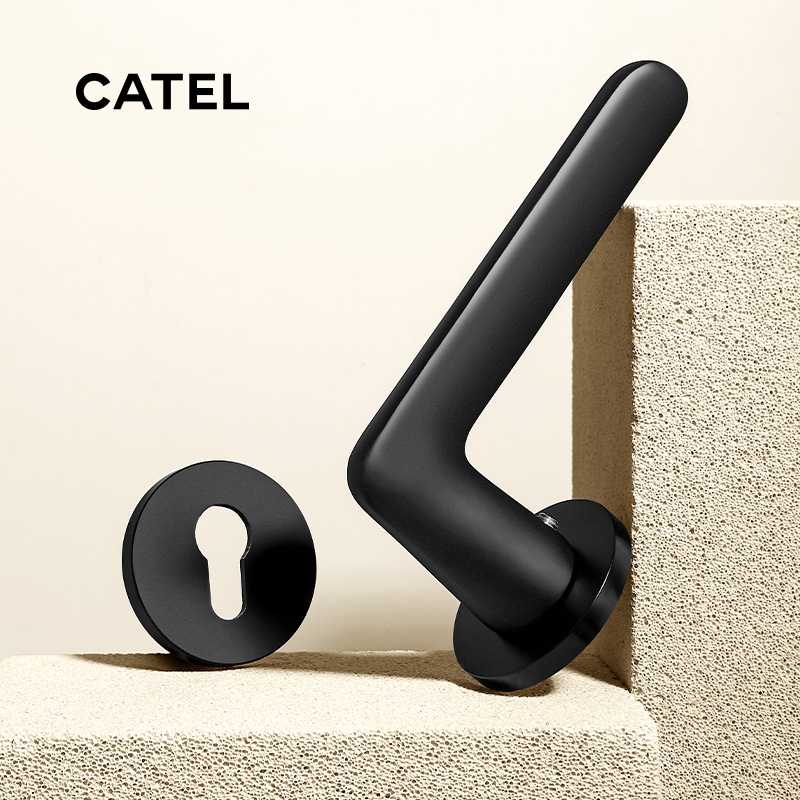 新款直销卡特室内卧室静音磁吸房门锁分体黑色实木门锁把手家用通