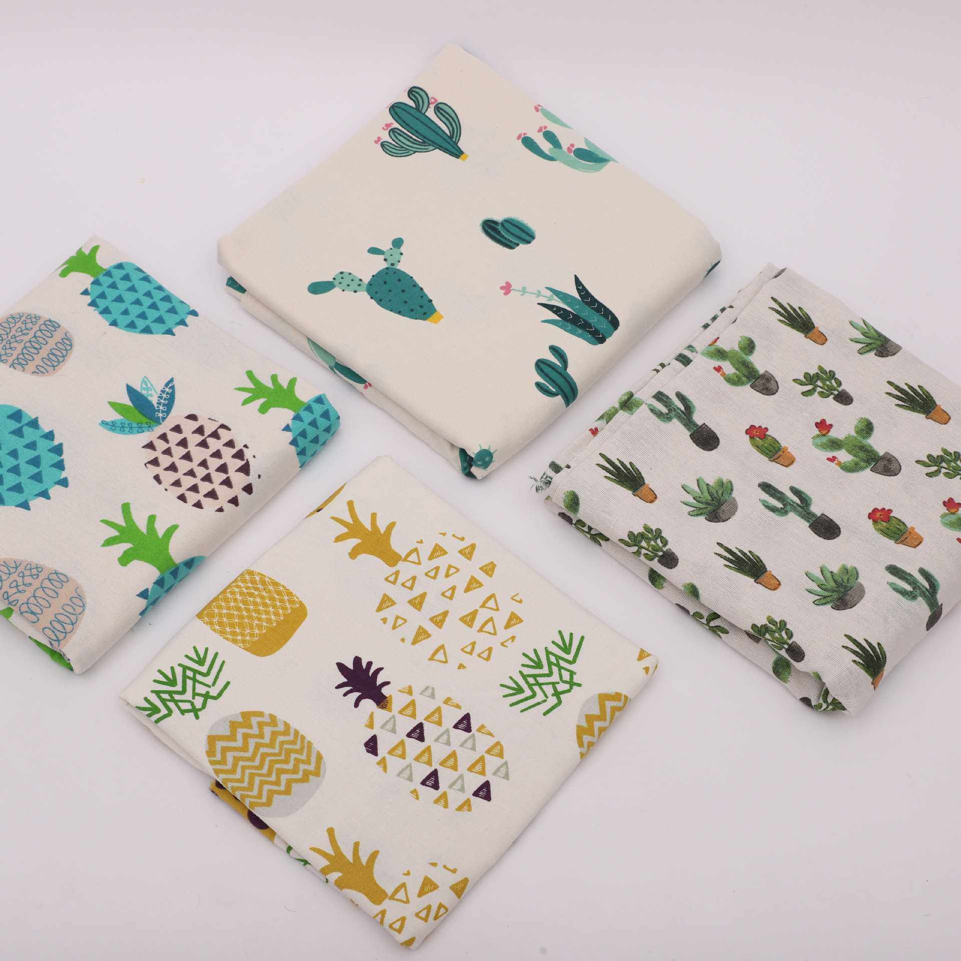 新款直销棉麻布料菠萝印花亚麻布仙人掌桌布沙发布垫靠枕抱枕套帆,居家布艺,海绵垫/布料/面料/手工diy,淘宝优惠券,粉丝福利购,淘宝优惠卷