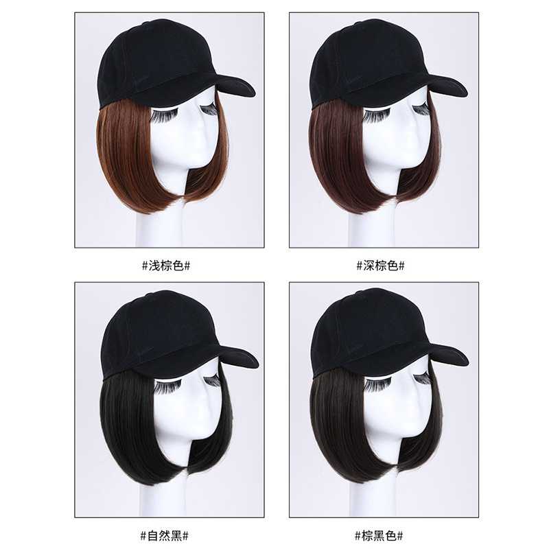 新款直销帽子假发女短发一体式bobo头鸭舌帽夏天时尚逼真自然网红