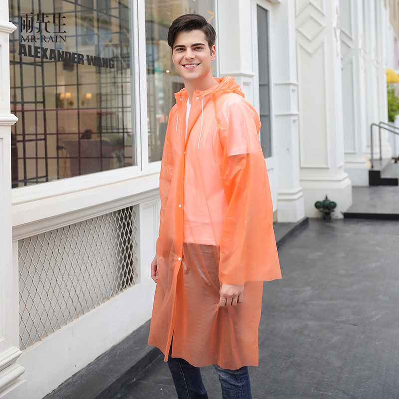 新款直销一次性PEVA环保加厚成人雨衣户外便携式旅游透明雨衣