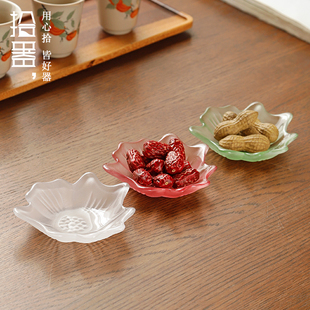 玻璃茶点盘中式小茶碟果碟家用小号甜品糕点盘日式简约迷你小托盘
