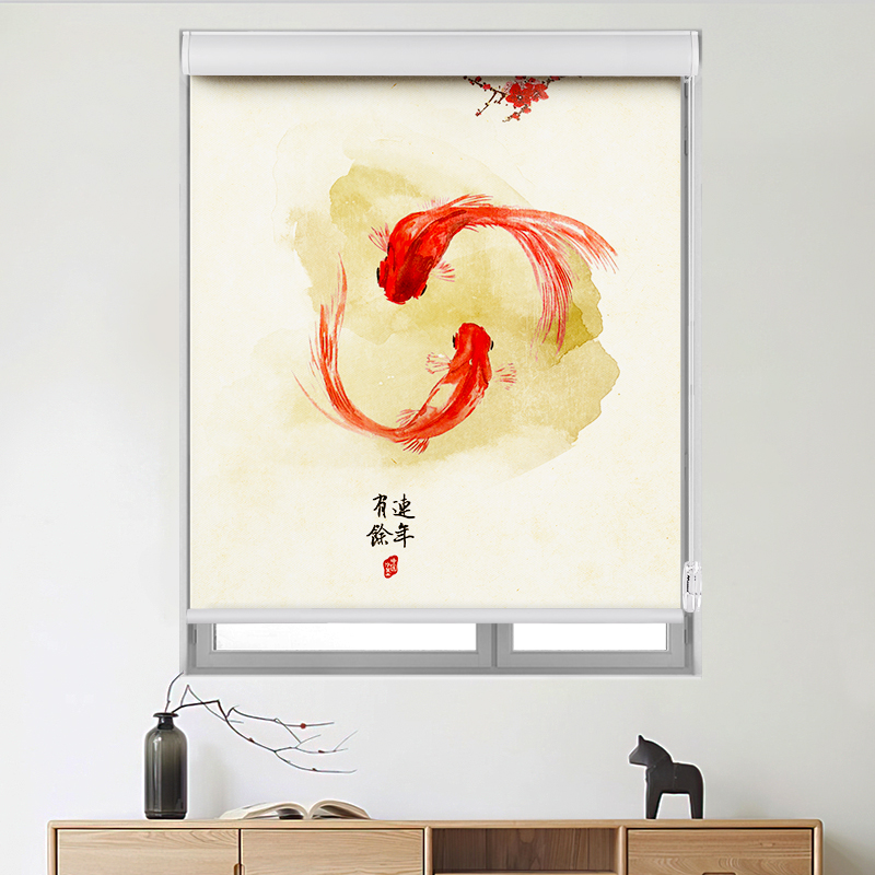 muanna全遮光中式浴室免打孔卷帘