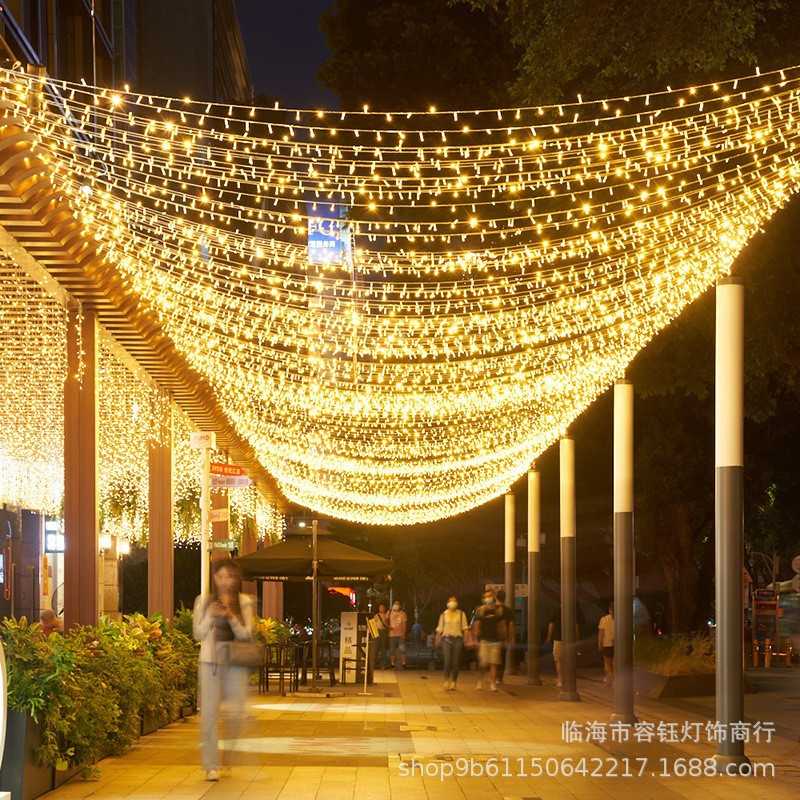 新款直销led太阳能彩灯闪灯串满天星婚庆户外防水露营亮化圣诞氛