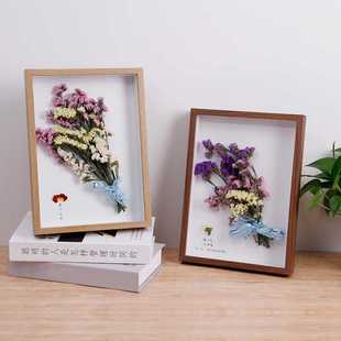 新款直销木质手工摆台相框DIY立体中空相框3cm5cm干花相框永生花