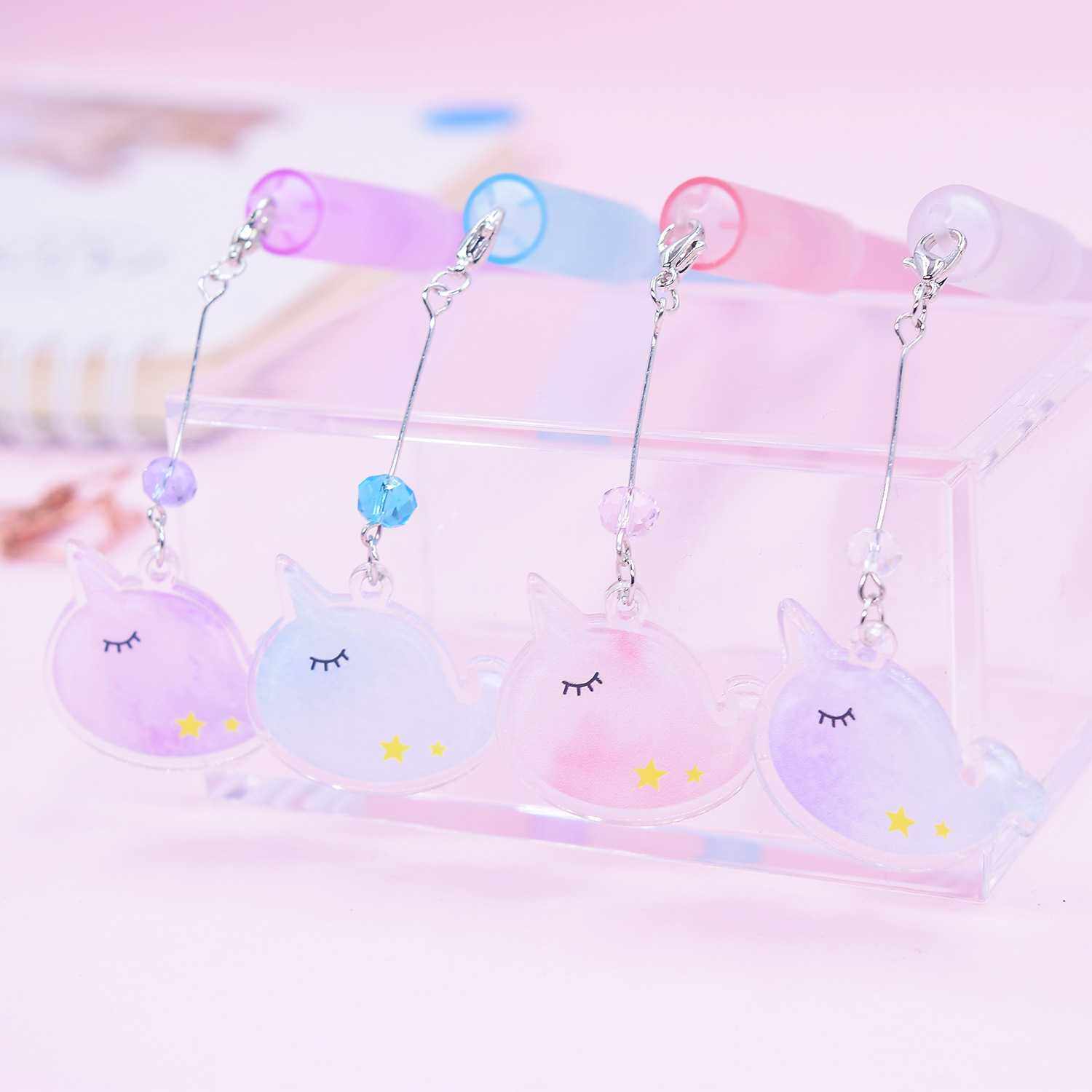 新款直销千本樱独角鲸亚克力挂件创意中性笔签字笔少女心小清新吊,文具电教/文化用品/商务用品,铅笔/自动铅笔,淘宝优惠券,粉丝福利购,淘宝优惠卷