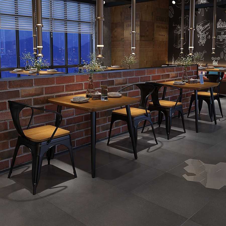 新款直销复古实木铁艺餐桌正方形小餐桌饭桌小方桌餐厅咖啡奶茶店