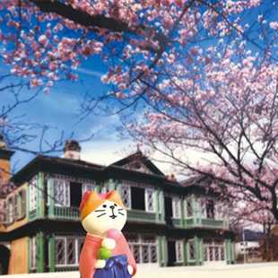 新款直销日式杂货ZAKKA赏花旅猫ING系列日式摄道具微缩树脂礼物猫