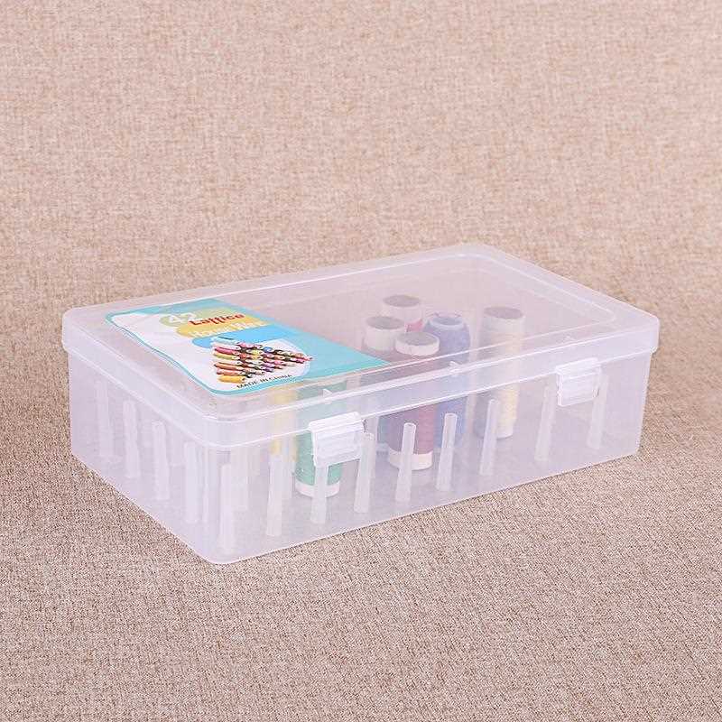 新款直销42轴塑料线盒家用针线收纳盒多功能专用透明针线套装小号