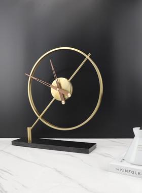 新款直销现代简约亚克力金属时钟台钟桌面摆件书房客厅卧室样板房