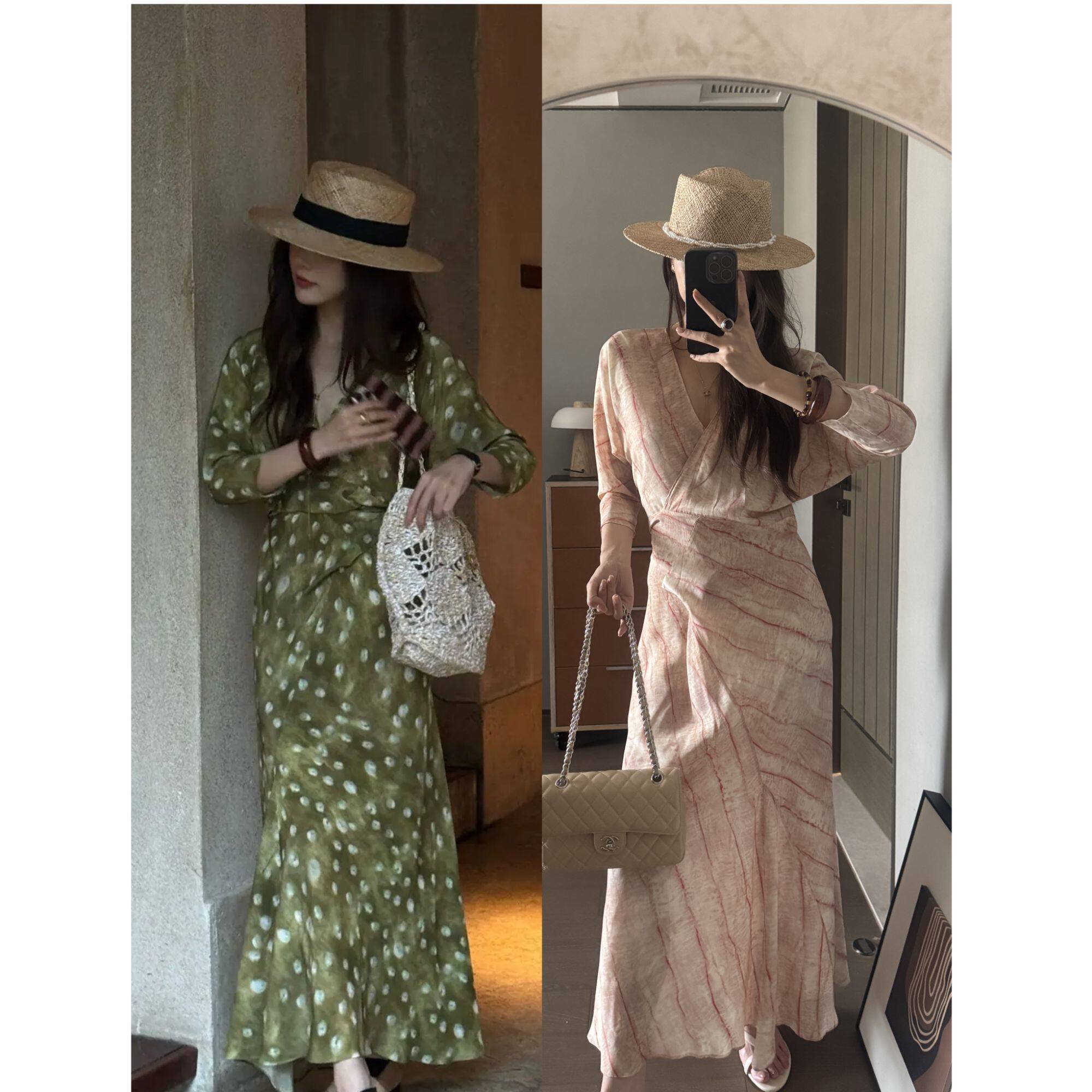 现货芝芝【美术馆之夏】法式气质绑带19姆米桑蚕丝连衣裙