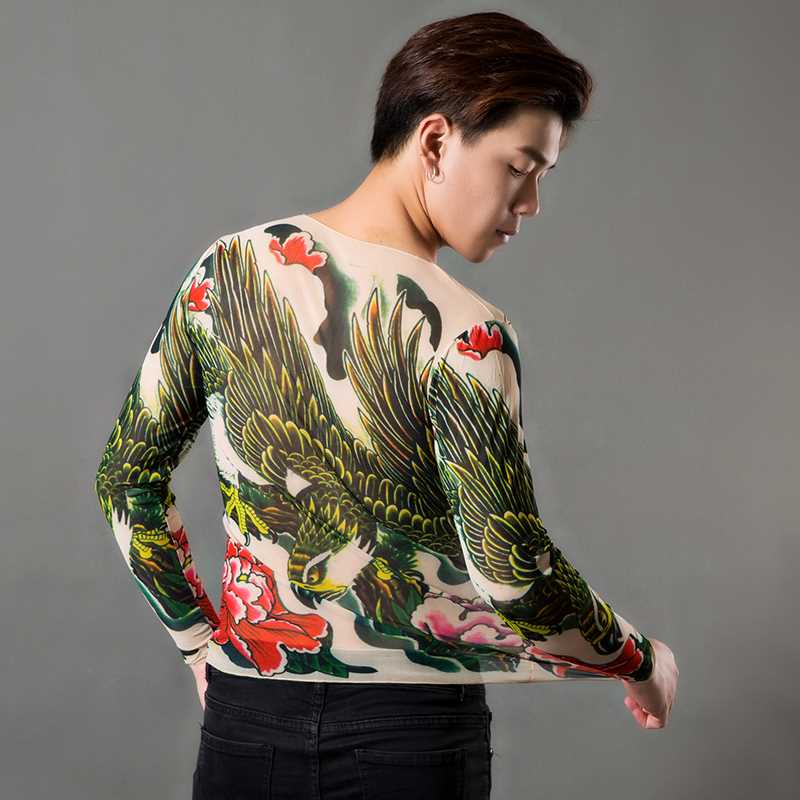 tattoo clothes Sociology Tight fitting Printed T-shirt lovers 3D Tattoo Guan Yu vest Long sleeve Flower arm Sleevesin the Men's clothing, T-shirt  category - from Buy2taobao.com to provide professional Taobao agent buy service