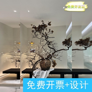 秋冬订货会枯木花艺造景摆件商场秋日仿真满天星假花装饰仿真花艺