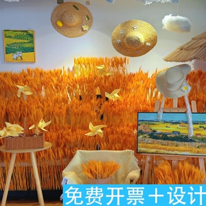 商场橱窗秋日麦穗晒氛围布