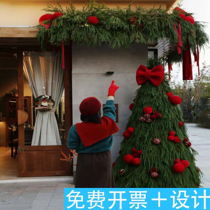 超大复古红丝绒蝴蝶结橱窗造景商用咖啡店甜品店圣诞藤条装饰布置