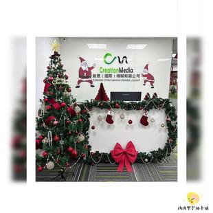 圣诞节公司前台藤条材料氛围感装饰公司室内圣诞老人公仔挂饰布置