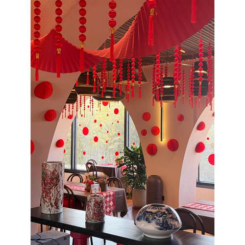 小灯笼新年店铺橱窗装饰品开门红气氛布置2026高级跨年仪式感拉旗