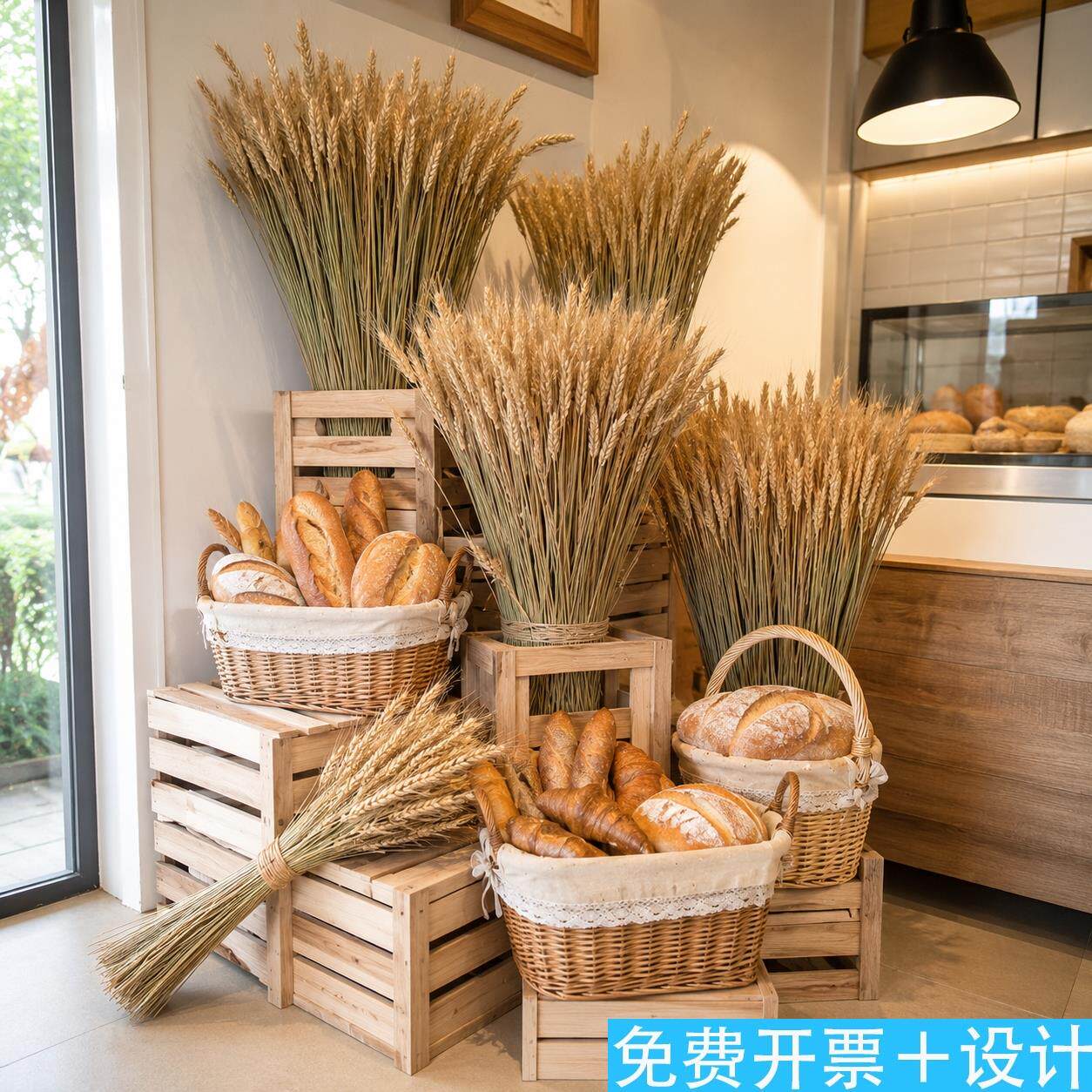 天然麦穗干花田园风场景布