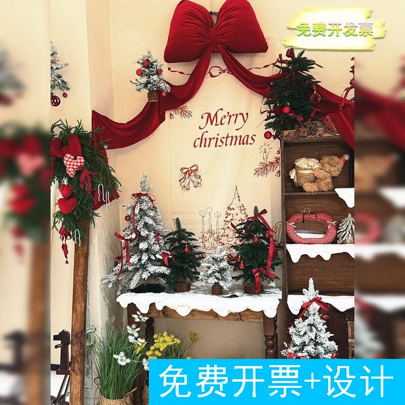圣诞节店铺大型蝴蝶结墙面