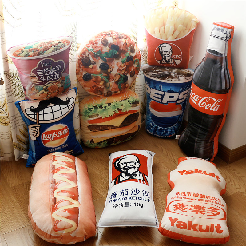 网红抱枕ins款汉堡有拉链薯条可口可乐抱枕大号零食PP棉靠垫枕在类目 玩具/童车/益智/积木/模型, 毛绒布艺类玩具中 - 来自Buy2taobao.com提供专业的淘宝代购服务