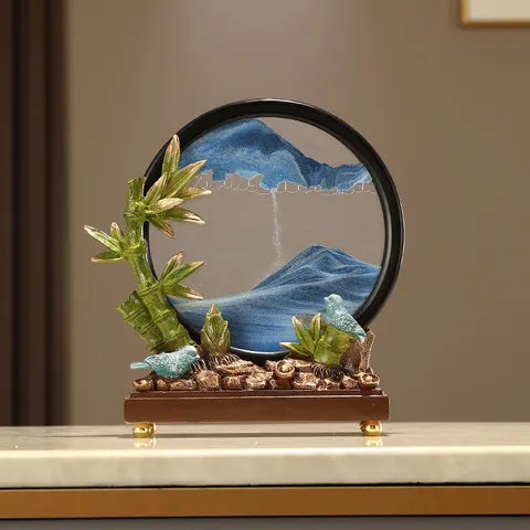 流沙画装饰品玄关书房礼物沙漏摆件节节高升办公室竹子电视柜客厅图片