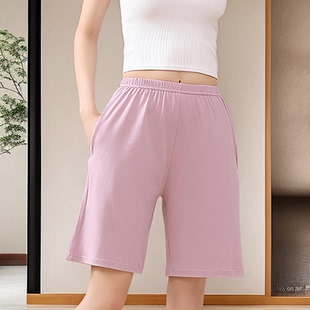 春夏纯棉透气显瘦高腰不勒人休闲户外百搭款 女士五分阔腿短裤