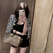 秋冬法式 女减龄百搭外套上衣 温柔小香字母提花撞色双排扣针织开衫