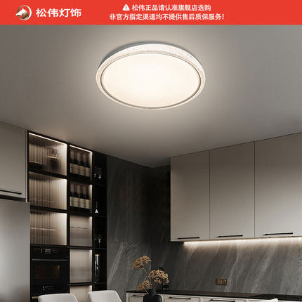 松伟正品沐星现代极简卧室灯LED照明书房吸顶灯三色变光