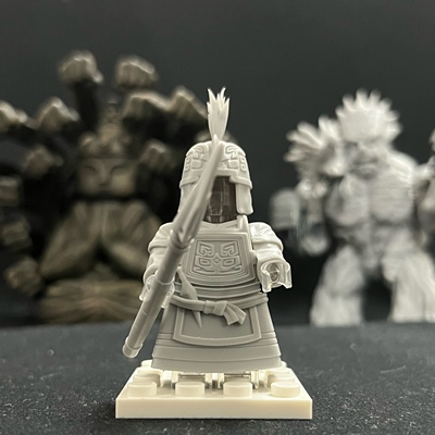 中国文化兵人系列商代武士第三方3D打印积木古代人仔积木玩具手办