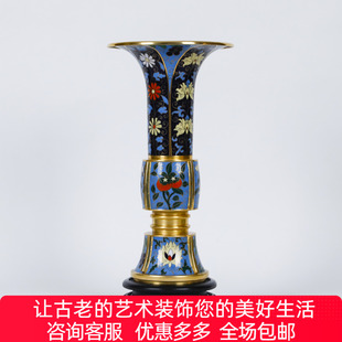 景泰蓝 花瓶摆件客厅玄关办公摆件商务霍铁辉 出戟花卉纹花觚