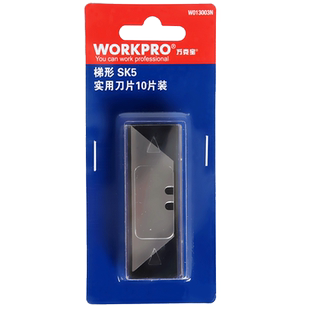 workpro刀片美工刀不锈钢重型割刀梯形18mm替换片原装刀片10片装