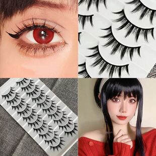 日系小恶魔假睫毛硬梗尖尾纤长浓密眼尾拉长萌妹御姐十对092
