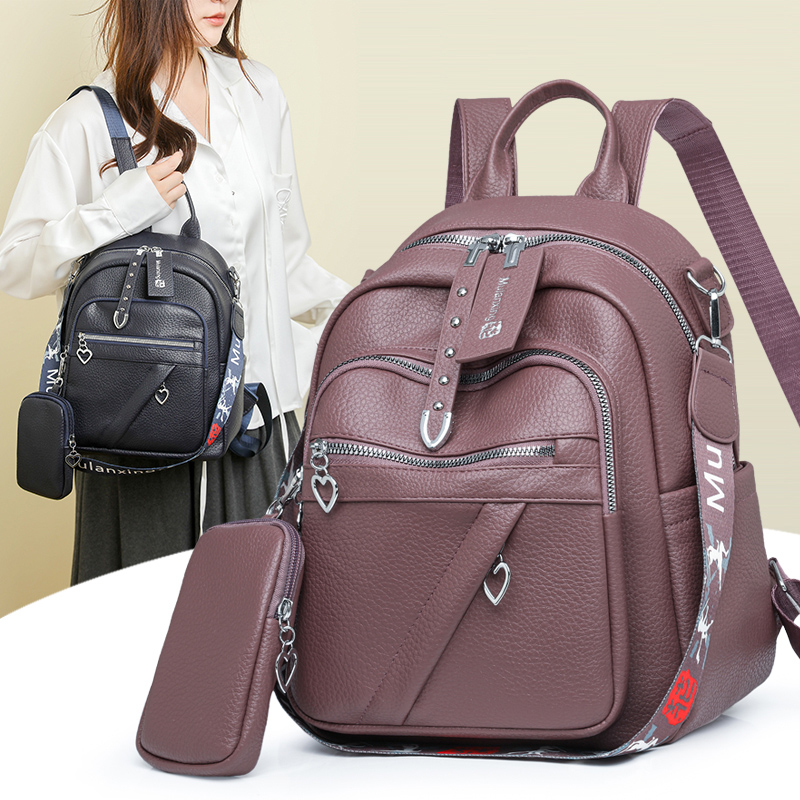 橙就2025新款时尚百搭双肩背包